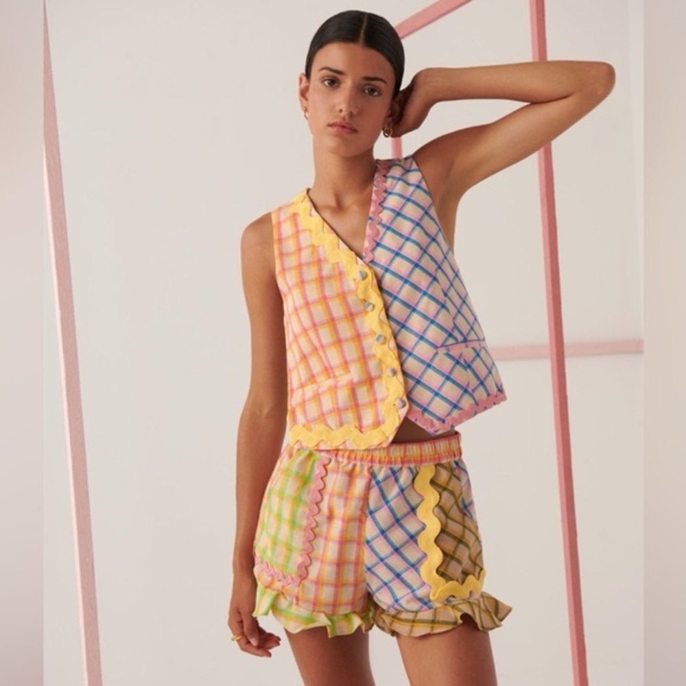 CeliaB Azores Two Piece Shorts & Vest Set Sz S NWT Free People